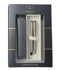 Set Parker Vector Metal SS CT – stilou + pix, casetă cu fereastră și etui